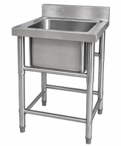 MESÓN 100% ACERO INOXIDABLE CON LAVAFONDOS 60x60x85cm FRENCH STANDARD RAC CHILE