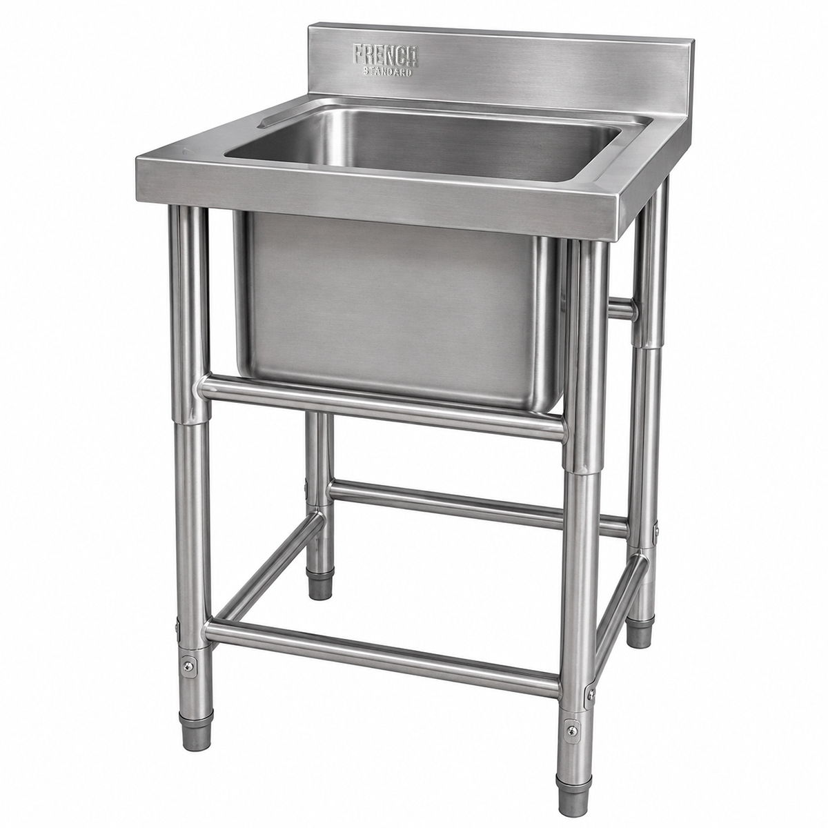MESÓN 100% ACERO INOXIDABLE CON LAVAFONDOS 60x60x85cm FRENCH STANDARD RAC CHILE