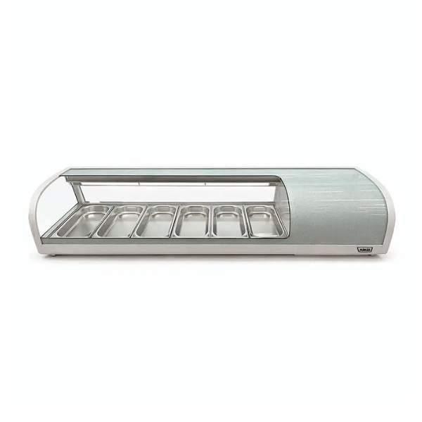 Vitrina Sushi Blanca Curva 1529 mm.