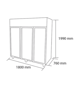 Refrigerador A.I. 3 puertas de vidrio 1500 lt
