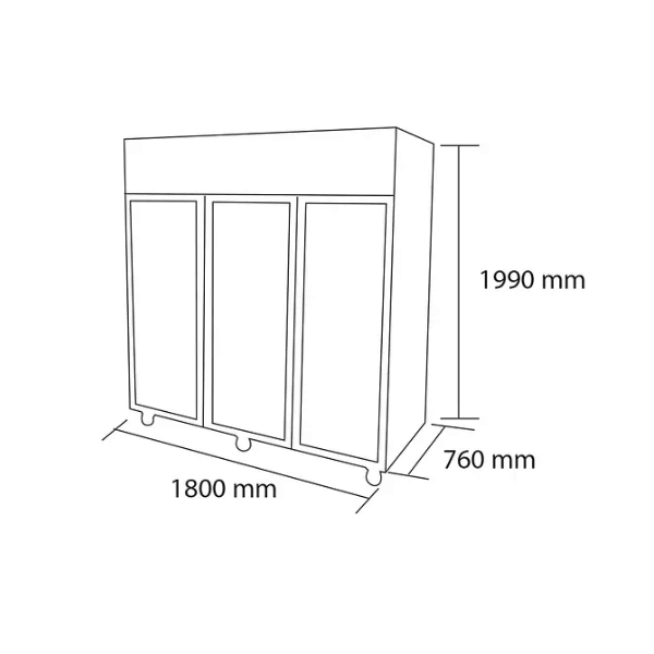 Refrigerador A.I. 3 puertas de vidrio 1500 lt